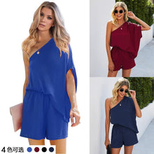 Load image into Gallery viewer, Fashion Jumpsuit Women Skew Collar High Waist Casual Women Playsuit - Sophornlilly