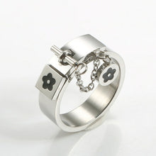Load image into Gallery viewer, Fashion Lucky Flower Charm With Chain Ring Gold/Sliver Stainless Steel