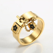 Load image into Gallery viewer, Fashion Lucky Flower Charm With Chain Ring Gold/Sliver Stainless Steel