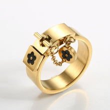 Load image into Gallery viewer, Fashion Lucky Flower Charm With Chain Ring Gold/Sliver Stainless Steel