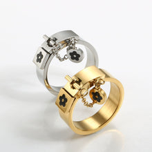 Load image into Gallery viewer, Fashion Lucky Flower Charm With Chain Ring Gold/Sliver Stainless Steel