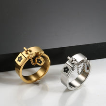 Load image into Gallery viewer, Fashion Lucky Flower Charm With Chain Ring Gold/Sliver Stainless Steel