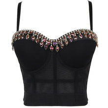 Load image into Gallery viewer, Fashion  Luxury Shining Diamond Mesh Women Tank Tops Black White Jazz