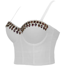 Load image into Gallery viewer, Fashion  Luxury Shining Diamond Mesh Women Tank Tops Black White Jazz