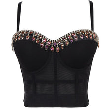 Load image into Gallery viewer, Fashion  Luxury Shining Diamond Mesh Women Tank Tops Black White Jazz