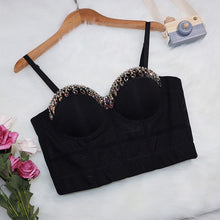 Load image into Gallery viewer, Fashion  Luxury Shining Diamond Mesh Women Tank Tops Black White Jazz