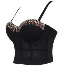 Load image into Gallery viewer, Fashion  Luxury Shining Diamond Mesh Women Tank Tops Black White Jazz