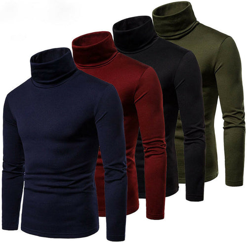 Fashion Men's Casual Slim Fit Basic Turtleneck Knitted Sweater