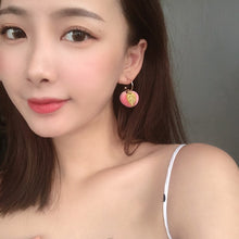 Load image into Gallery viewer, Fashion New Simulation Peach Stud Earrings Girl Cute Romantic