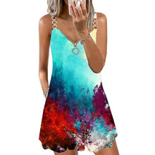 Load image into Gallery viewer, Fashion Print Zipper Party Vest Dress Women New Sexy Summer Casual