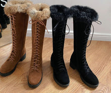 Load image into Gallery viewer, Fashion Rabbit Fur Snow Boots For Women Rubber Sole Knee High Boots