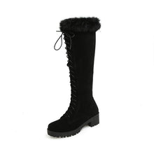 Load image into Gallery viewer, Fashion Rabbit Fur Snow Boots For Women Rubber Sole Knee High Boots