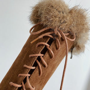 Fashion Rabbit Fur Snow Boots For Women Rubber Sole Knee High Boots