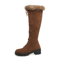 Load image into Gallery viewer, Fashion Rabbit Fur Snow Boots For Women Rubber Sole Knee High Boots