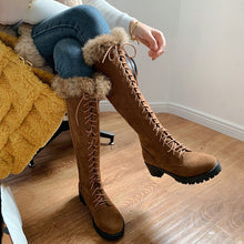 Load image into Gallery viewer, Fashion Rabbit Fur Snow Boots For Women Rubber Sole Knee High Boots