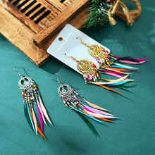 Load image into Gallery viewer, Fashion Retro Hollow Long Feather Earrings European And American