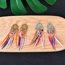 Load image into Gallery viewer, Fashion Retro Hollow Long Feather Earrings European And American
