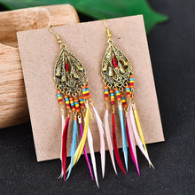 Load image into Gallery viewer, Fashion Retro Hollow Long Feather Earrings European And American