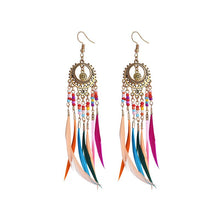 Load image into Gallery viewer, Fashion Retro Hollow Long Feather Earrings European And American