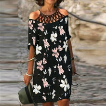 Load image into Gallery viewer, Fashion Retro Printing Dress Sexy V Neck Short Sleeve Loose