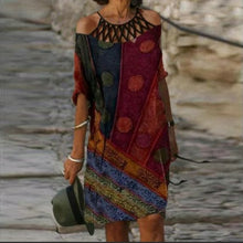 Load image into Gallery viewer, Fashion Retro Printing Dress Sexy V Neck Short Sleeve Loose