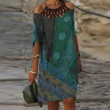 Load image into Gallery viewer, Fashion Retro Printing Dress Sexy V Neck Short Sleeve Loose