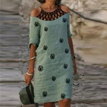 Load image into Gallery viewer, Fashion Retro Printing Dress Sexy V Neck Short Sleeve Loose