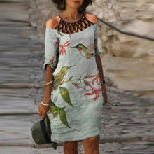 Load image into Gallery viewer, Fashion Retro Printing Dress Sexy V Neck Short Sleeve Loose