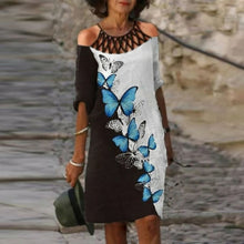 Load image into Gallery viewer, Fashion Retro Printing Dress Sexy V Neck Short Sleeve Loose