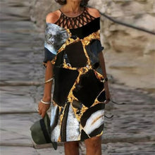 Load image into Gallery viewer, Fashion Retro Printing Dress Sexy V Neck Short Sleeve Loose