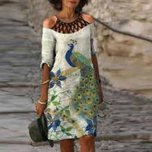 Load image into Gallery viewer, Fashion Retro Printing Dress Sexy V Neck Short Sleeve Loose