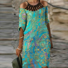 Load image into Gallery viewer, Fashion Retro Printing Dress Sexy V Neck Short Sleeve Loose