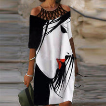 Load image into Gallery viewer, Fashion Retro Printing Dress Sexy V Neck Short Sleeve Loose