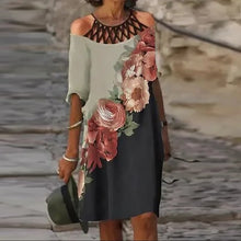 Load image into Gallery viewer, Fashion Retro Printing Dress Sexy V Neck Short Sleeve Loose