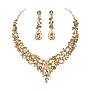 Fashion Rhinestone Alloy Necklace and Earring Set for Wedding Party