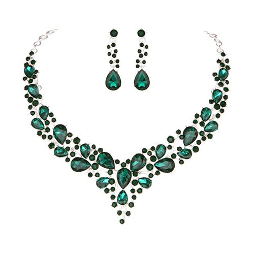 Fashion Rhinestone Alloy Necklace and Earring Set for Wedding Party