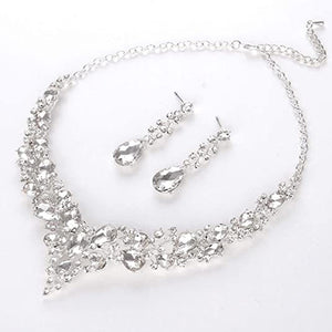 Fashion Rhinestone Alloy Necklace and Earring Set for Wedding Party