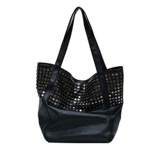 Load image into Gallery viewer, Fashion Rivet Large Capacity Women Shoulder Bag Soft Casual Black