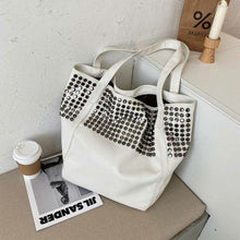 Load image into Gallery viewer, Fashion Rivet Large Capacity Women Shoulder Bag Soft Casual Black