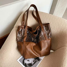 Load image into Gallery viewer, Fashion Rivet Large Capacity Women Shoulder Bag Soft Casual Black