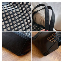 Load image into Gallery viewer, Fashion Rivet Large Capacity Women Shoulder Bag Soft Casual Black