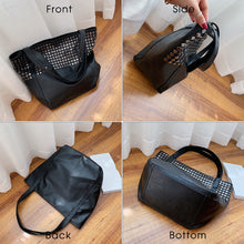 Load image into Gallery viewer, Fashion Rivet Large Capacity Women Shoulder Bag Soft Casual Black