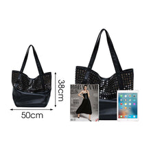 Load image into Gallery viewer, Fashion Rivet Large Capacity Women Shoulder Bag Soft Casual Black