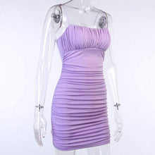 Load image into Gallery viewer, Fashion Ruched Bodycon Party Dresses For Women Sling Sleeveless Purple - Sophornlilly