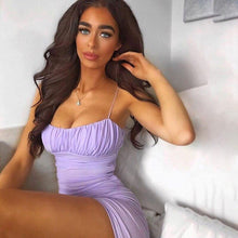 Load image into Gallery viewer, Fashion Ruched Bodycon Party Dresses For Women Sling Sleeveless Purple - Sophornlilly