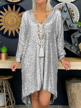 Load image into Gallery viewer, Fashion Sequin Deep V Neck Long Sleeve