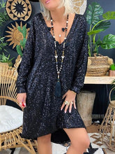 Load image into Gallery viewer, Fashion Sequin Deep V Neck Long Sleeve