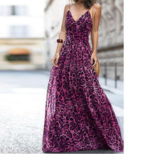 Load image into Gallery viewer, Fashion Sexy Dress Leopard V Neck Sling Dress Maxi Dresses Women - Sophornlilly