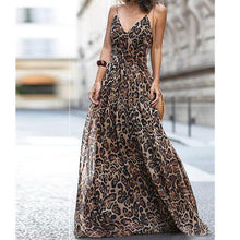 Load image into Gallery viewer, Fashion Sexy Dress Leopard V Neck Sling Dress Maxi Dresses Women - Sophornlilly