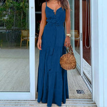 Load image into Gallery viewer, Fashion Sexy Women Sleeveless Backelss Summer Dress Yellow White